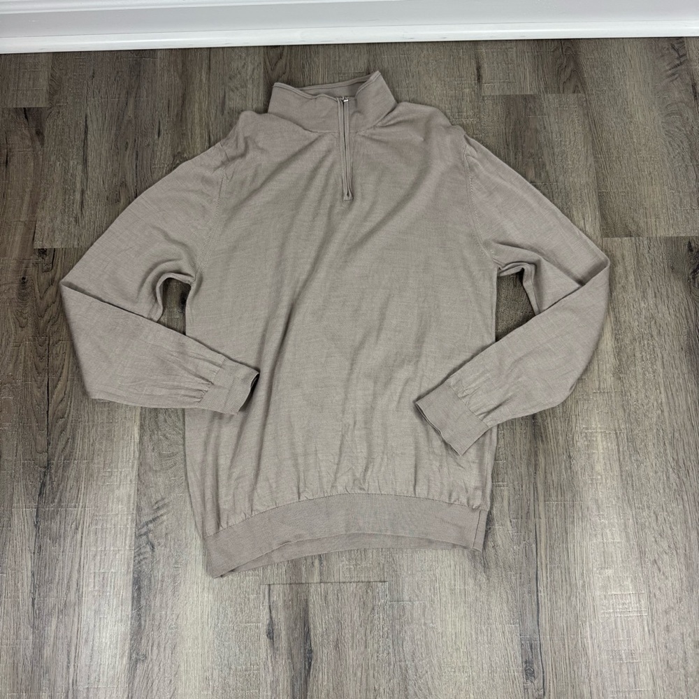 Reiss Merino Wool Half-Zip Funnel Neck Jumper Men’s 2XL Knit Tan XXL Classic